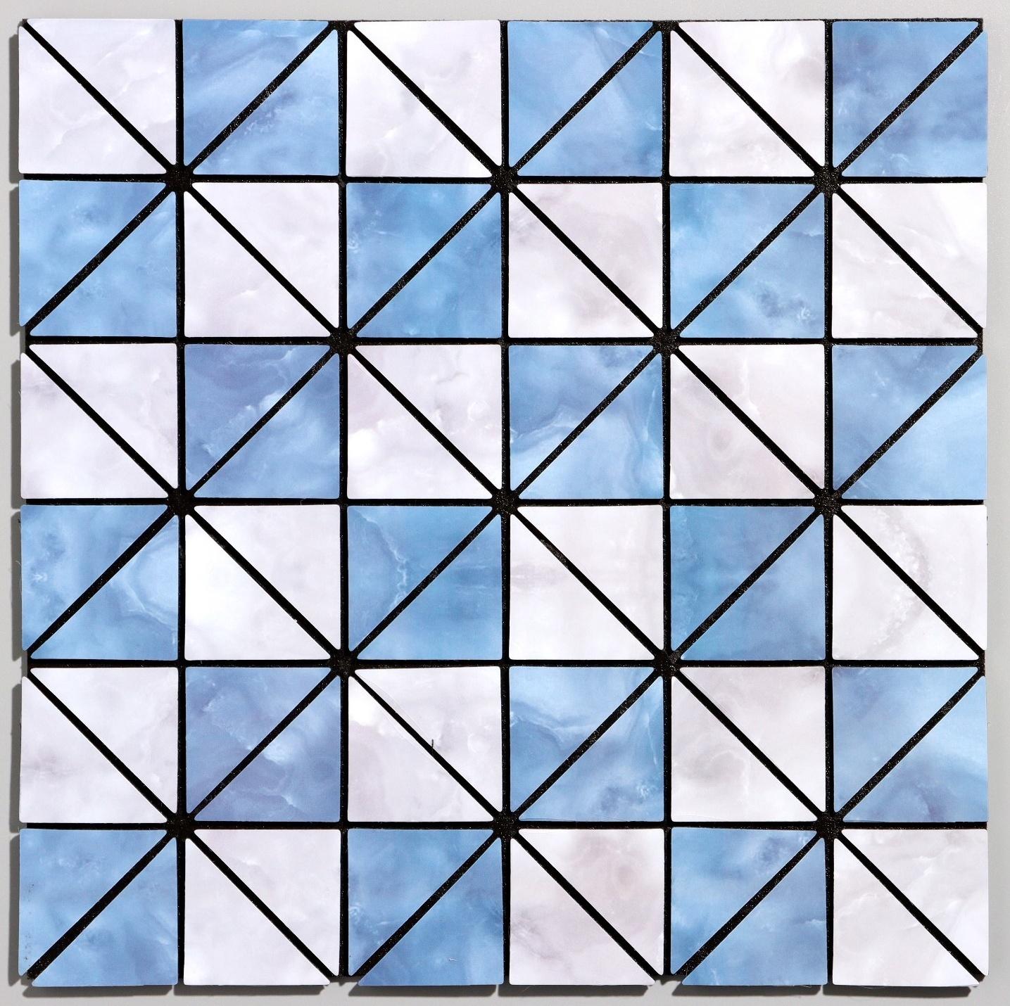 Панель самоклеящаяся 30*30см мягкая, треугольники синие