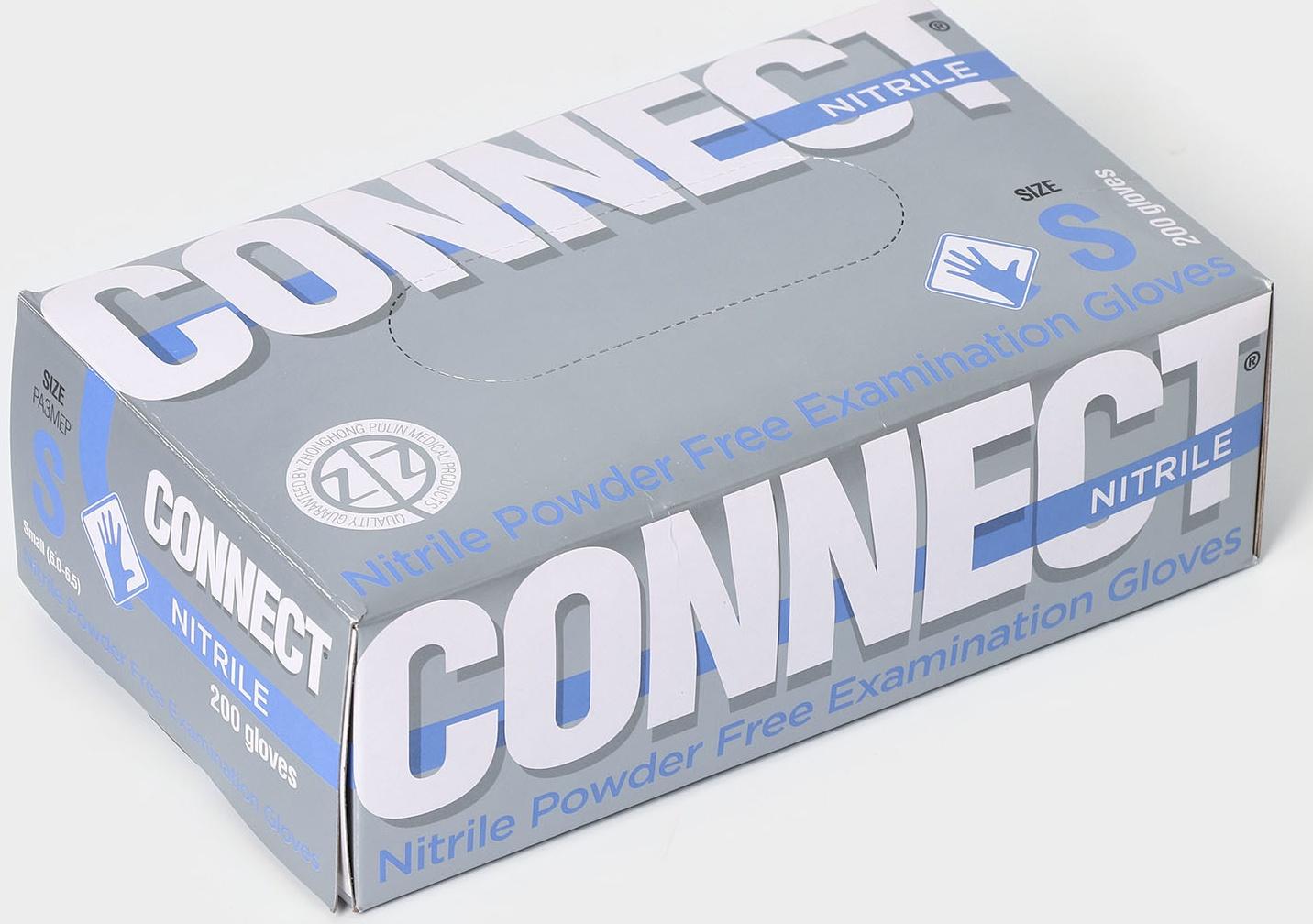 Перчатки нитриловые «Nitrile», смотровые, нестерильные, размер S, 200 шт/уп (100 пар), цвет голубой