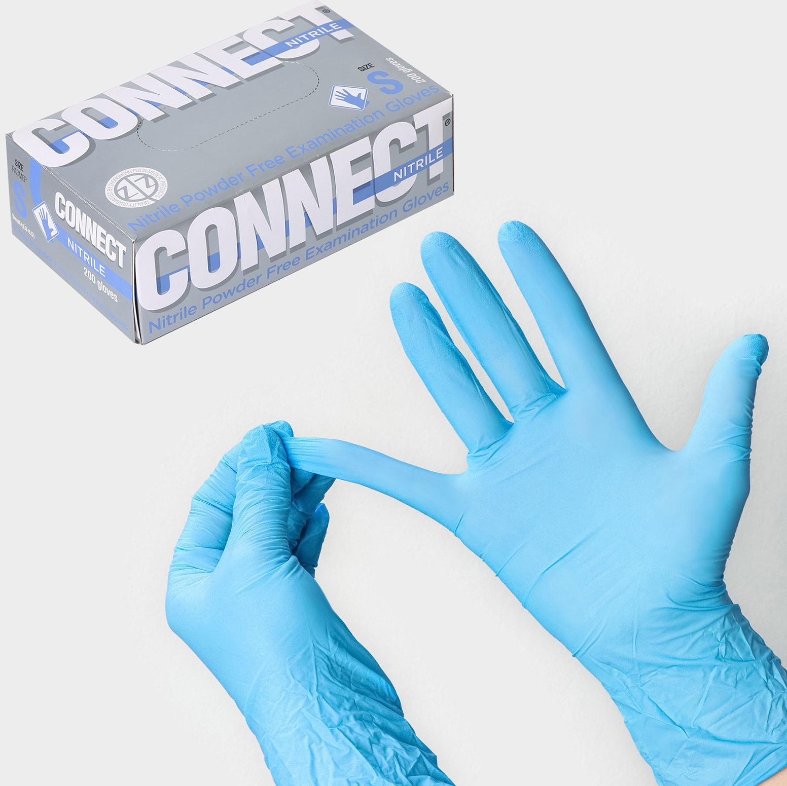 Перчатки нитриловые «Nitrile», смотровые, нестерильные, размер S, 200 шт/уп (100 пар), цвет голубой