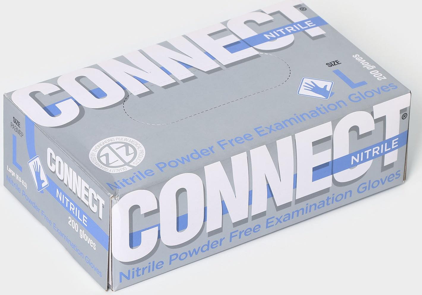 Перчатки нитриловые «Nitrile», смотровые, нестерильные, размер L, 200 шт/уп (100 пар), цвет голубой