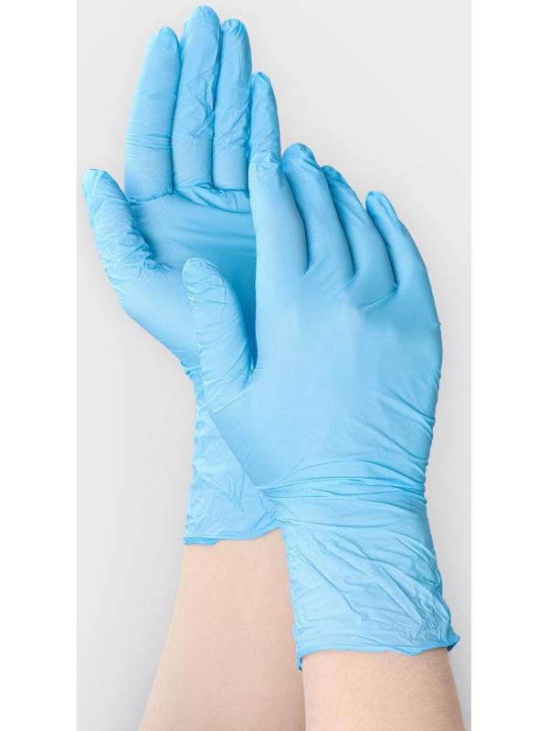 Перчатки нитриловые «Nitrile», смотровые, нестерильные, размер L, 200 шт/уп (100 пар), цвет голубой