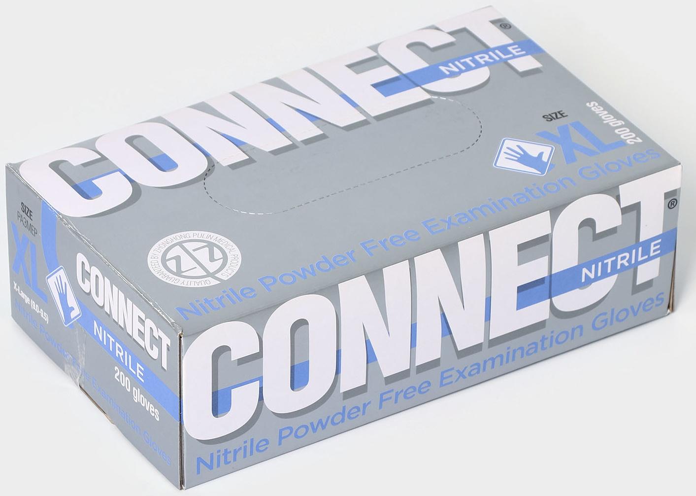 Перчатки нитриловые «Nitrile», смотровые, нестерильные, размер XL, 200 шт/уп (100 пар), цвет голубой