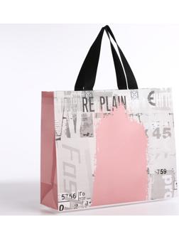 Сумка без застёжки, цвет серый/розовый