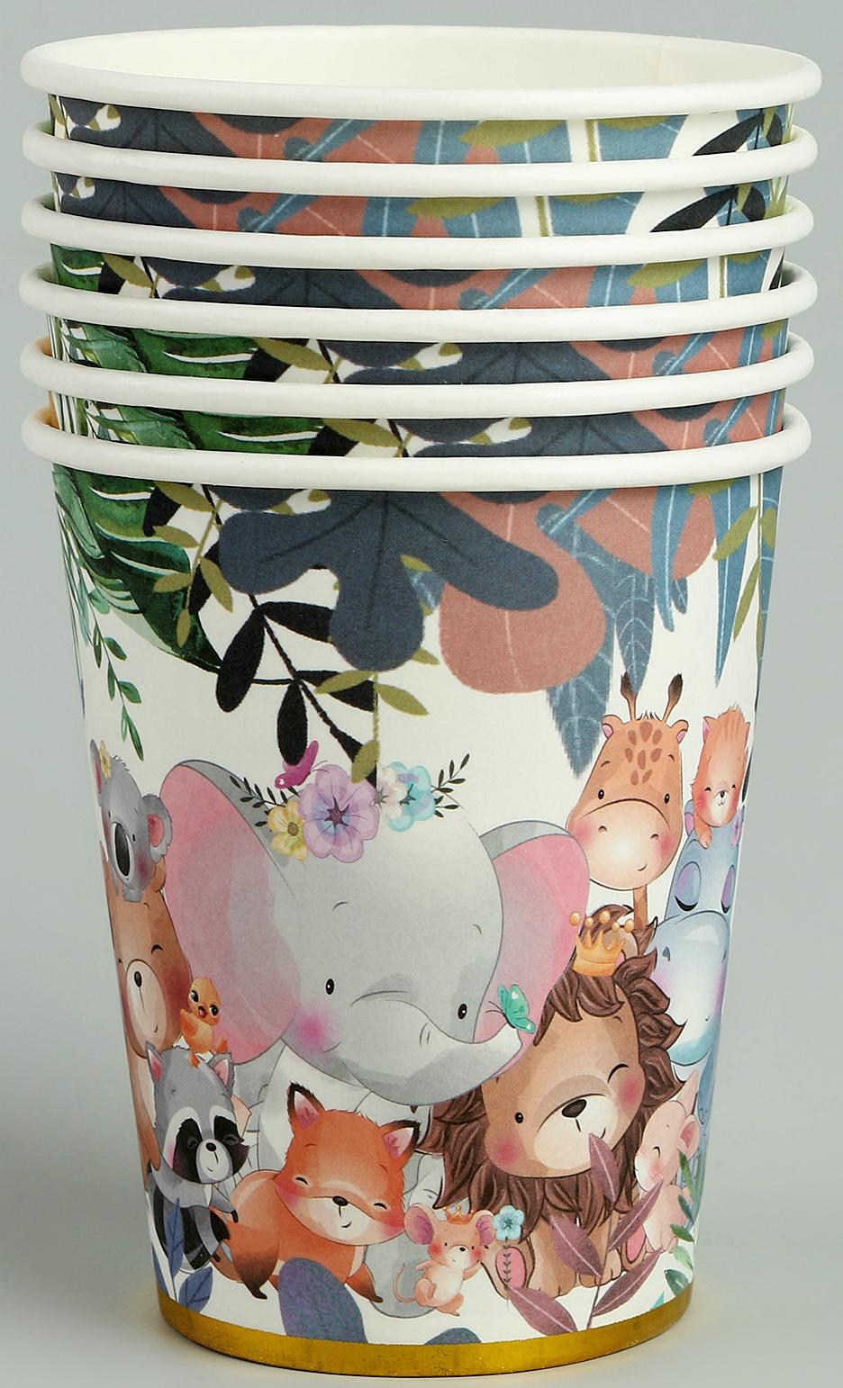 Стаканы бумажные «Зверята» с тиснением, 6 шт