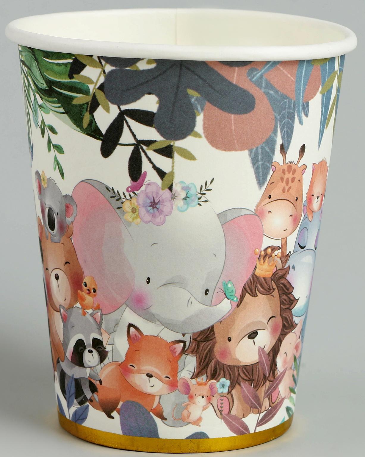 Стаканы бумажные «Зверята» с тиснением, 6 шт