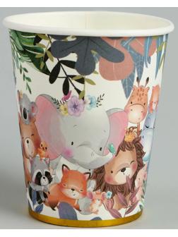 Стаканы бумажные «Зверята» с тиснением, 6 шт