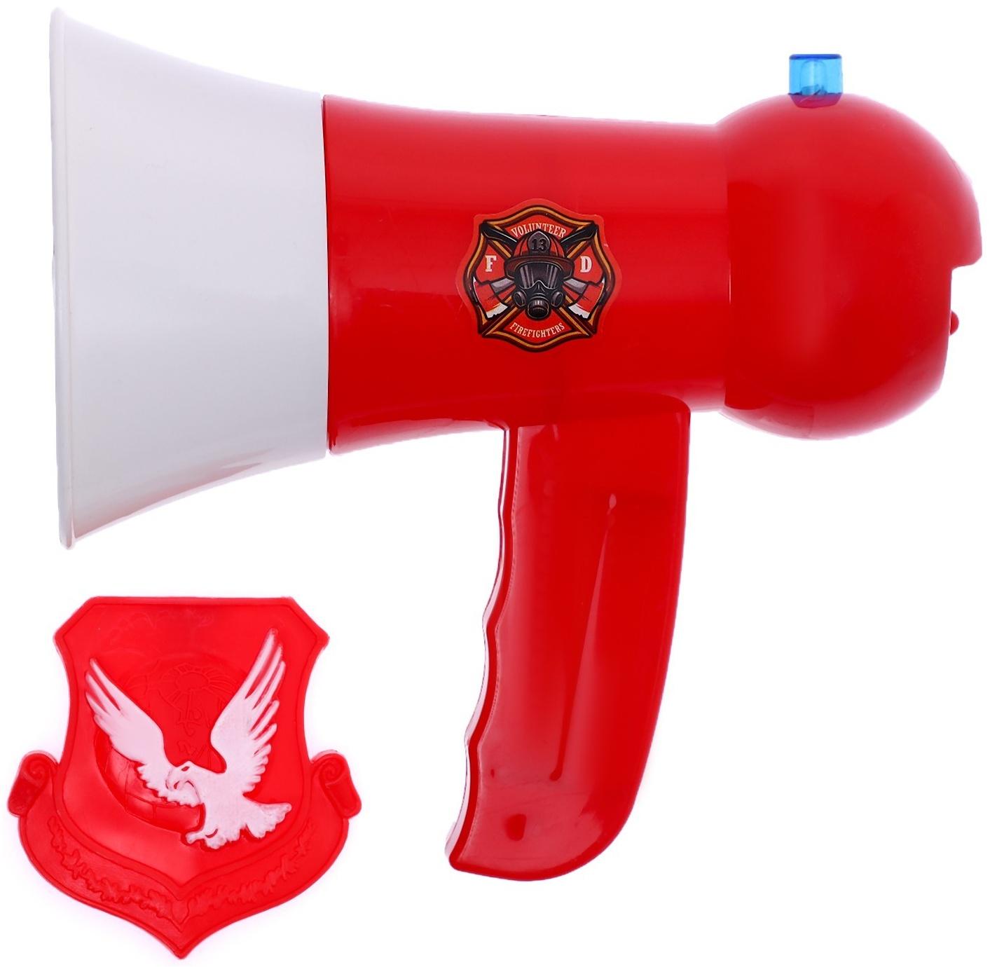 Мегафон «Пожарный», 2 режима: сирена, громкоговоритель, работает от батареек