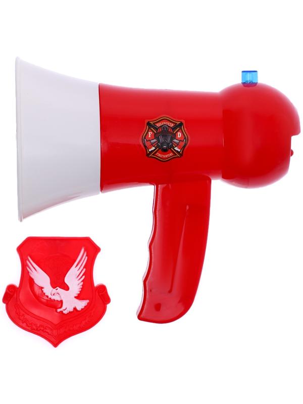 Мегафон «Пожарный», 2 режима: сирена, громкоговоритель, работает от батареек