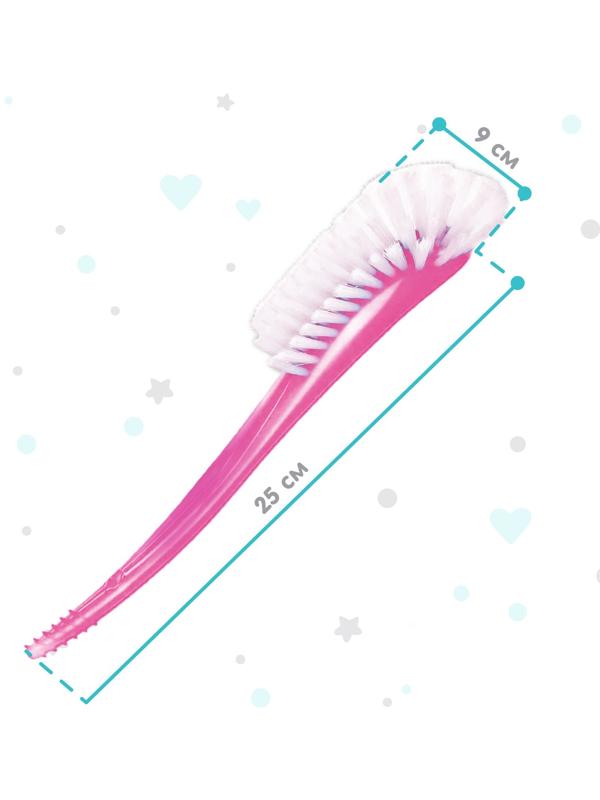 Щетка для мытья бутылочек и сосок, 25х9 см., цвет розовый