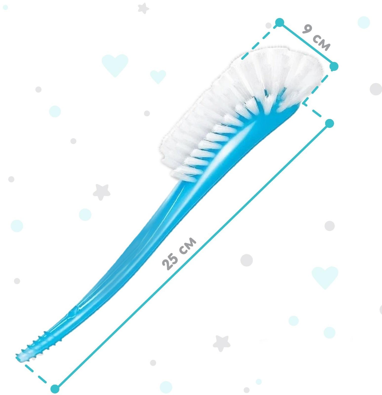 Щетка для мытья бутылочек и сосок, 25х9см., цвет голубой