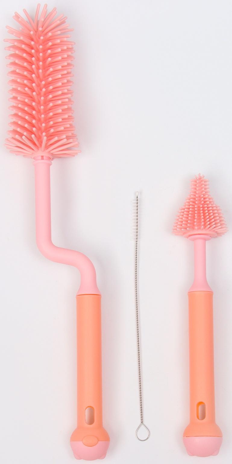 Набор ёршиков для бутылочек и сосок, 3 шт., цвет розовый