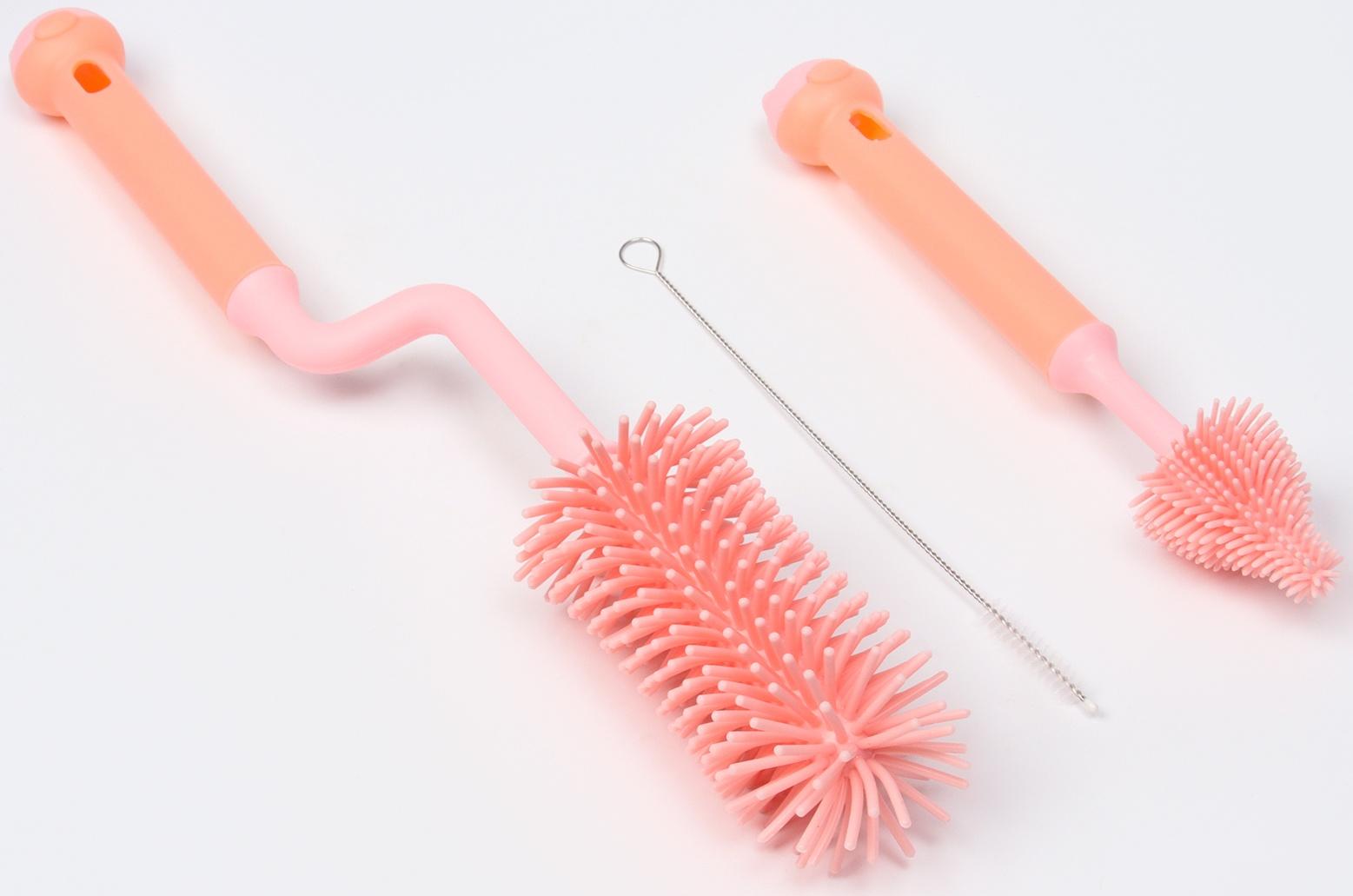 Набор ёршиков для бутылочек и сосок, 3 шт., цвет розовый