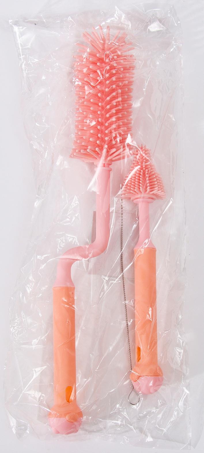 Набор ёршиков для бутылочек и сосок, 3 шт., цвет розовый