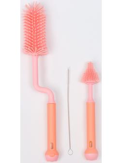 Набор ёршиков для бутылочек и сосок, 3 шт., цвет розовый