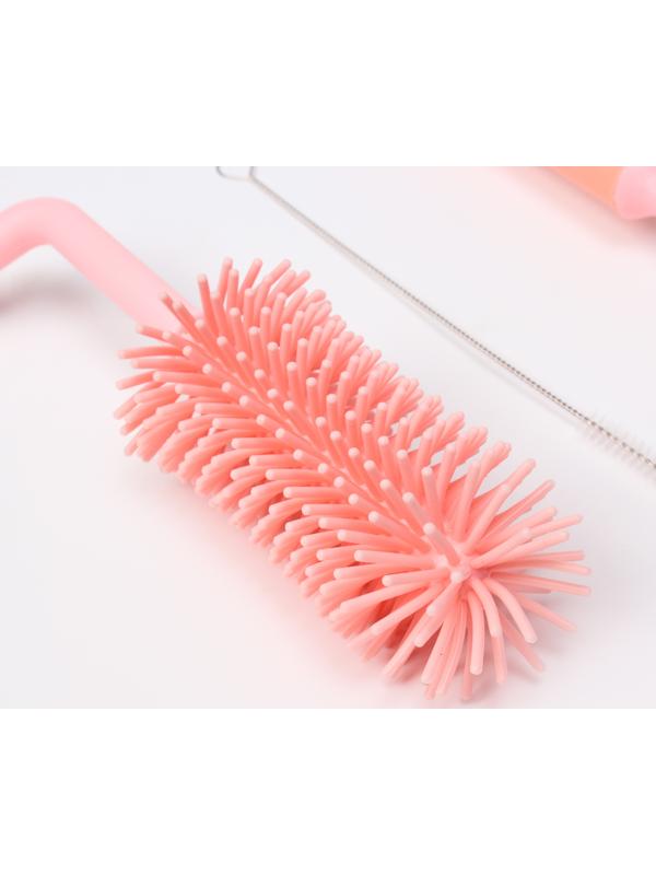 Набор ёршиков для бутылочек и сосок, 3 шт., цвет розовый