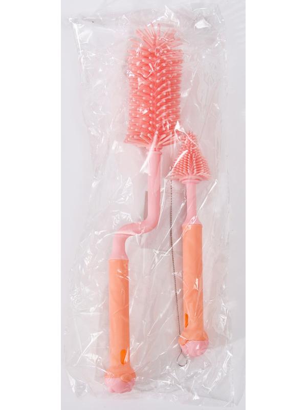 Набор ёршиков для бутылочек и сосок, 3 шт., цвет розовый