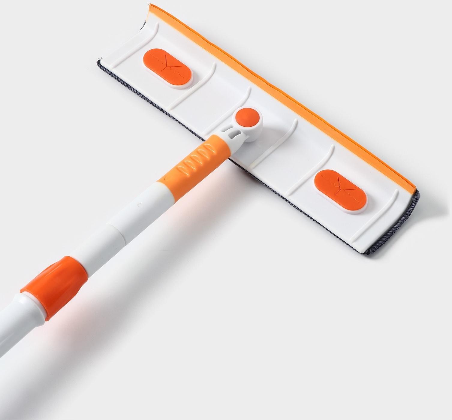 Окномойка с насадкой из микрофибры Raccon, фиксатор, стальная телескопическая ручка, 28×7×93(137) см