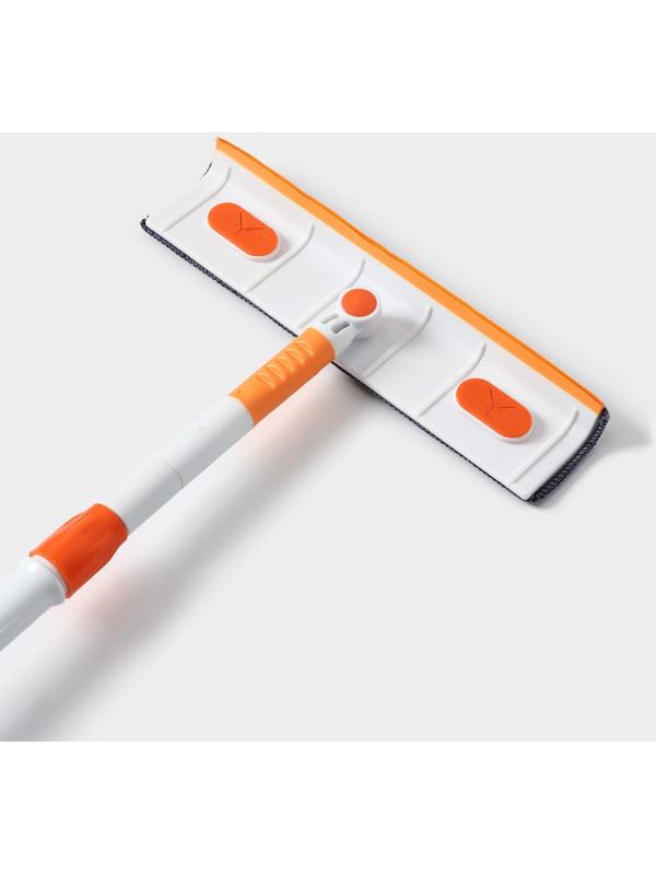 Окномойка с насадкой из микрофибры Raccon, фиксатор, стальная телескопическая ручка, 28×7×93(137) см