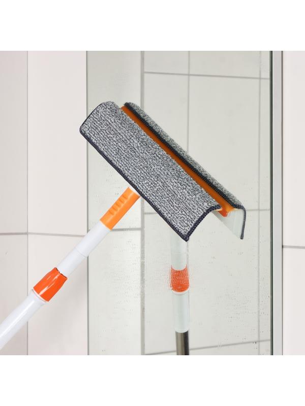 Окномойка с насадкой из микрофибры Raccon, фиксатор, стальная телескопическая ручка, 28×7×93(137) см