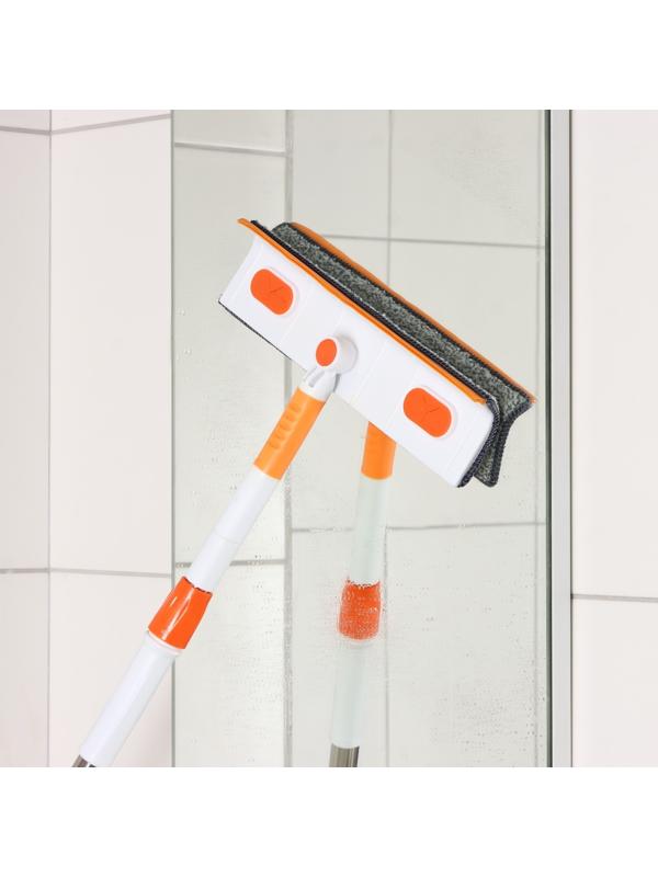 Окномойка с насадкой из микрофибры Raccon, фиксатор, стальная телескопическая ручка, 28×7×93(137) см