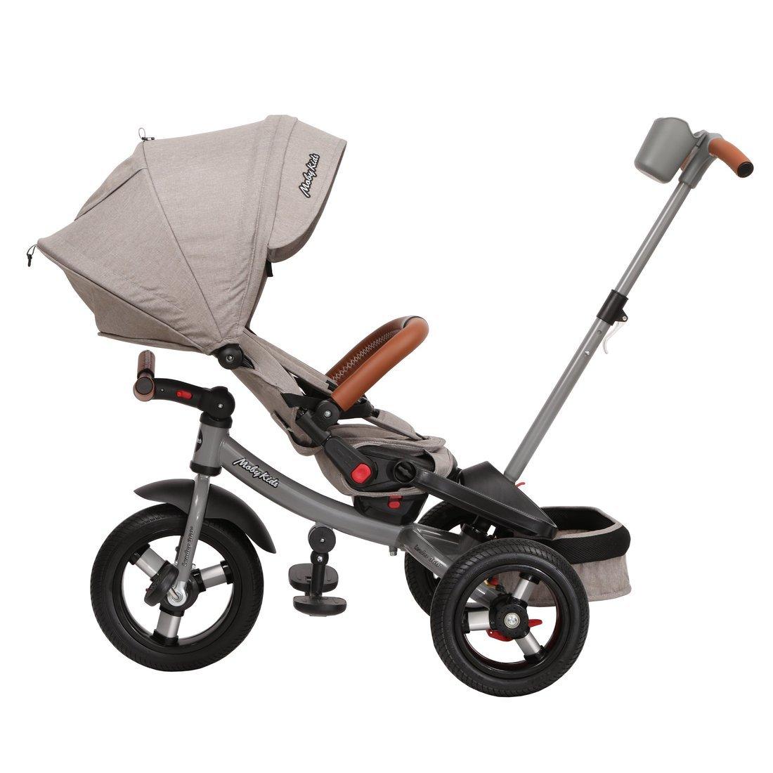 Велосипед детский 3 кол. Leader 360°, 12x10 AIR, серый, экокожа