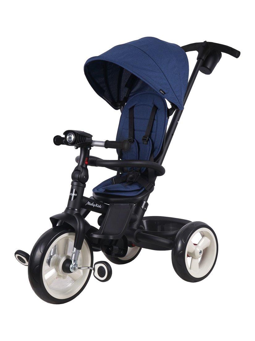 Велосипед детский трёхколёсный складной Moby Kids 5 в 1 Pioneer 360°, 12x10
EVA, свет, музыка, синий