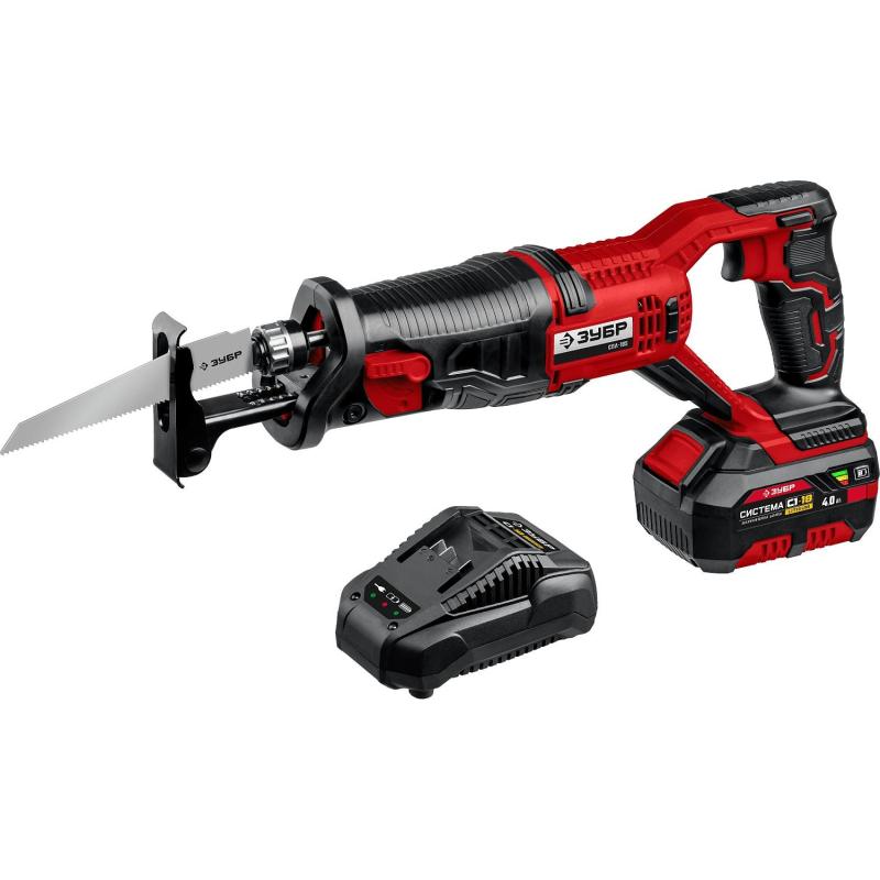 Пила сабельная аккумуляторная ЗУБР СПЛ-185-41, 18 В, 1 АКБ (4Ач)