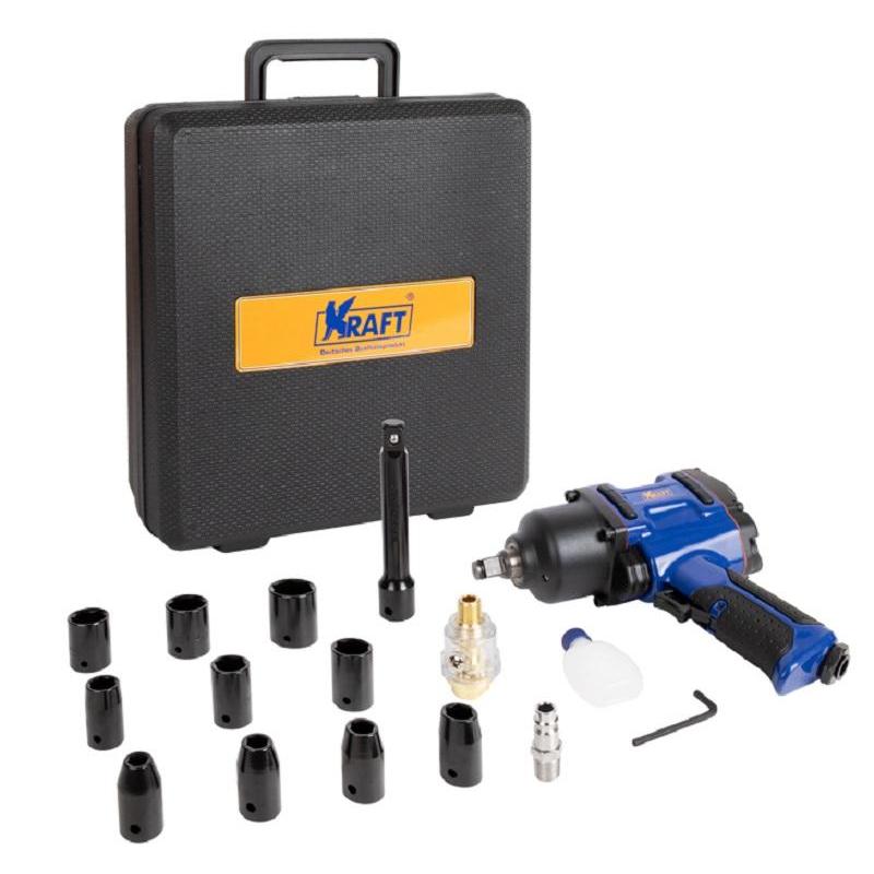 Гайковерт пневматический ударный KRAFT 1/2 900Нм с головками (KT 707007)