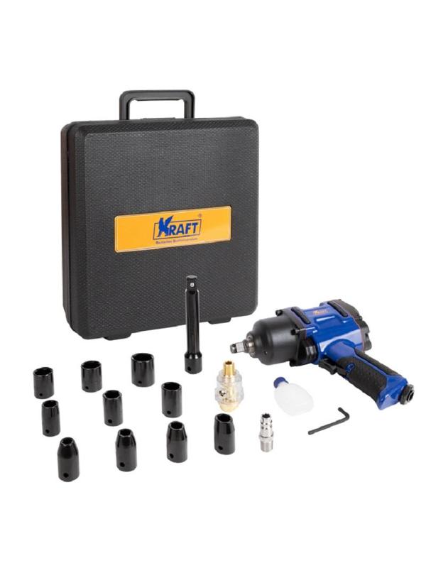 Гайковерт пневматический ударный KRAFT 1/2 900Нм с головками (KT 707007)