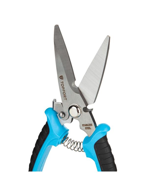 Ножницы по металлу TOPFORT 8 ручки прорезинованные, сталь