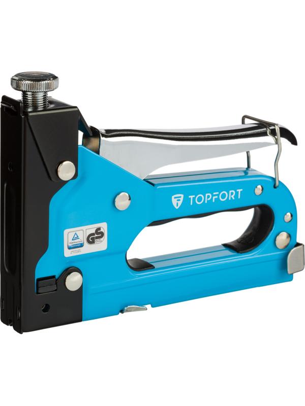 Степлер цельнометаллический TOPFORT с регулировкой силы удара, по металлу