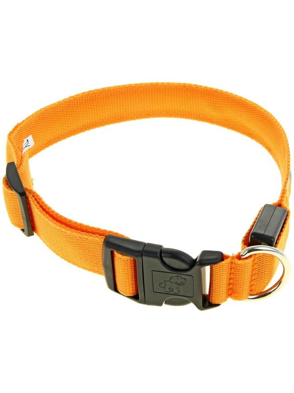 Ошейник с подсветкой Двойная полоса размер XL, ОШ 52-60 х 2,5 см 3 режима свечения оранж