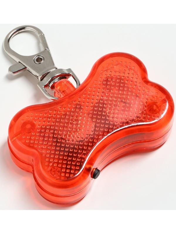 Маячок-адресник Косточка с наклейкой под записку 3 режима свечения красный