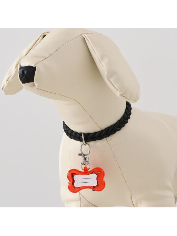 Маячок-адресник Косточка с наклейкой под записку 3 режима свечения красный