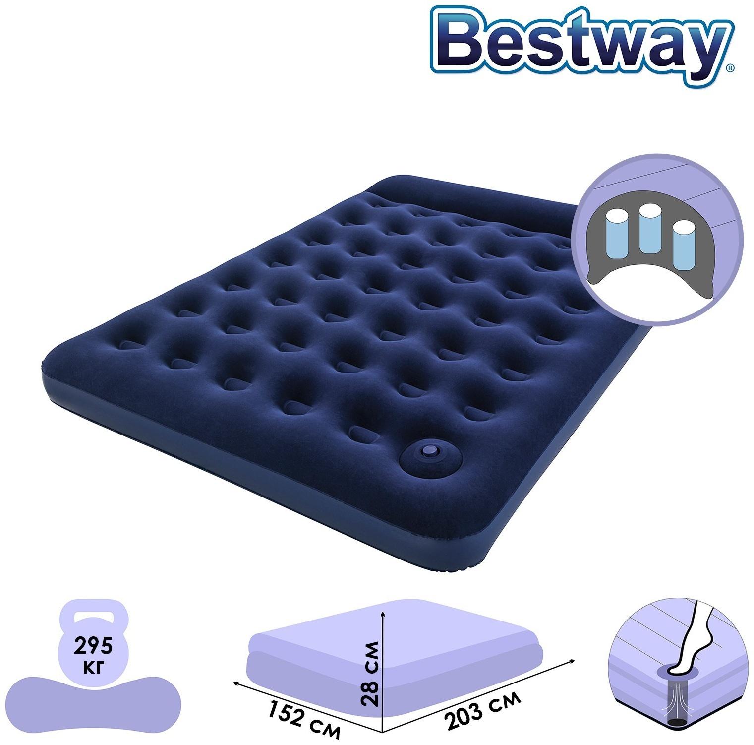 Матрас надувной Pavillo, 203 x 152 x 28 см, с встроенным ножным насосом, 67226 Bestway