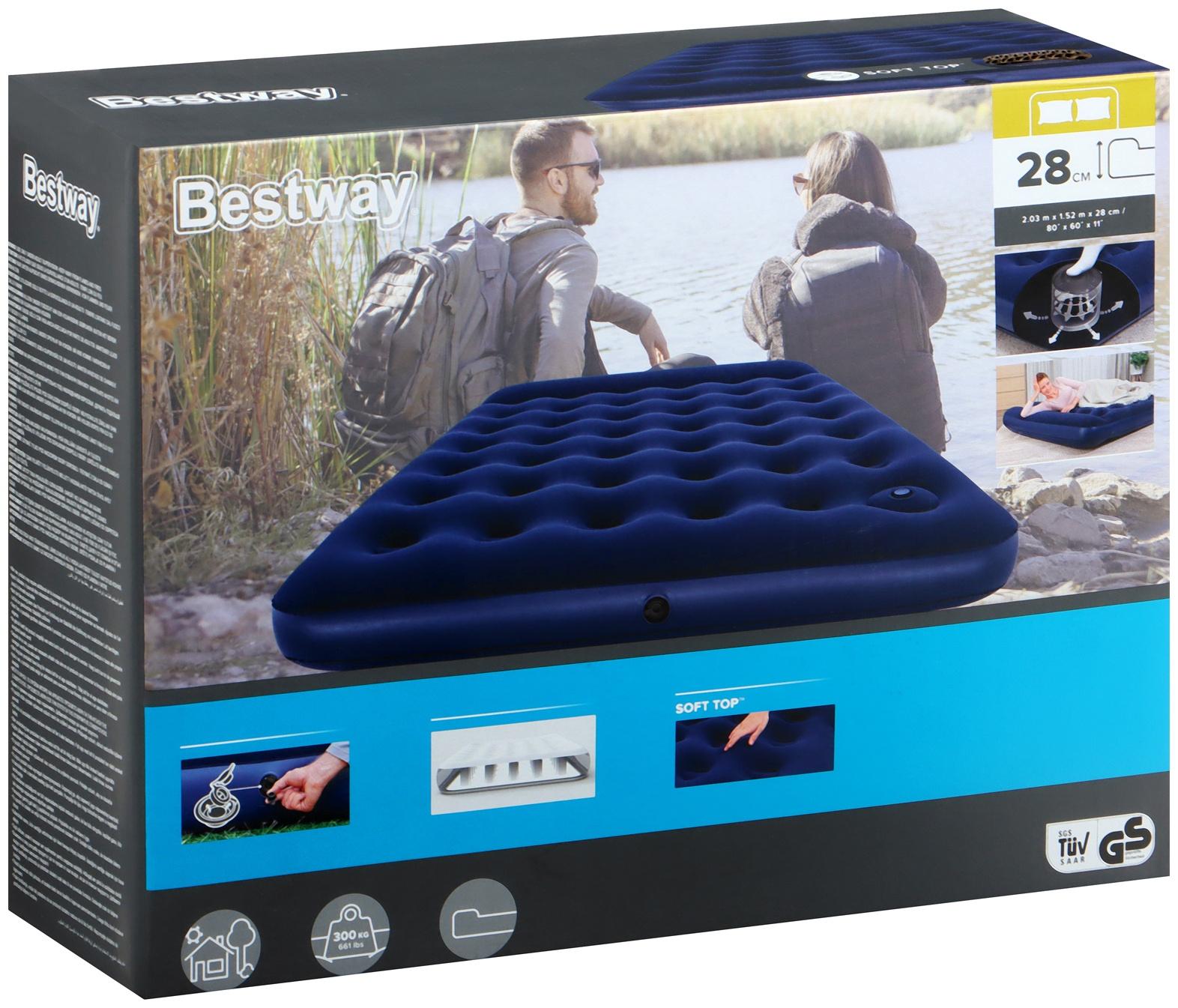 Матрас надувной Pavillo, 203 x 152 x 28 см, с встроенным ножным насосом, 67226 Bestway