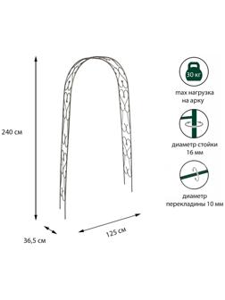 Арка садовая, разборная, 240 × 125 × 36.5 см, металл, цвет бронзовый антик