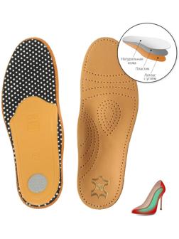 Стельки для обуви амортизирующие, с жёстким супинатором, антибактериальные, 35-36р-р, пара, цвет светло-коричневый