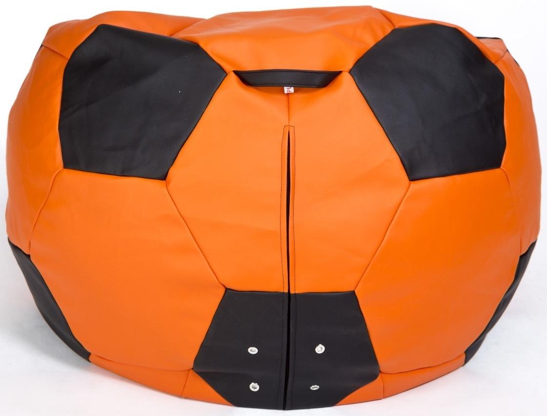 Кресло-мешок «Мяч» большой, диаметр 95 см, цвет оранжево-чёрный, экокожа
