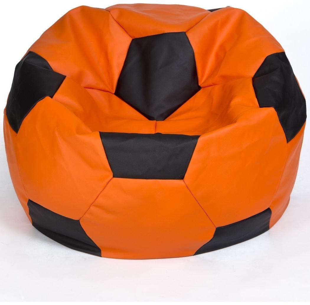 Кресло-мешок «Мяч» большой, диаметр 95 см, цвет оранжево-чёрный, экокожа