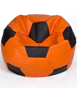 Кресло-мешок «Мяч» большой, диаметр 95 см, цвет оранжево-чёрный, экокожа