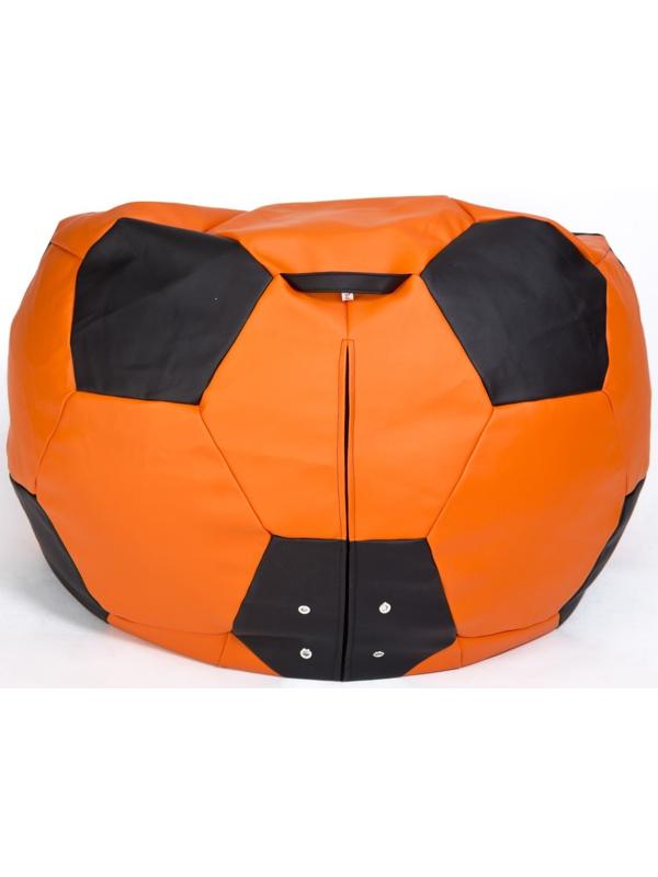 Кресло-мешок «Мяч» большой, диаметр 95 см, цвет оранжево-чёрный, экокожа