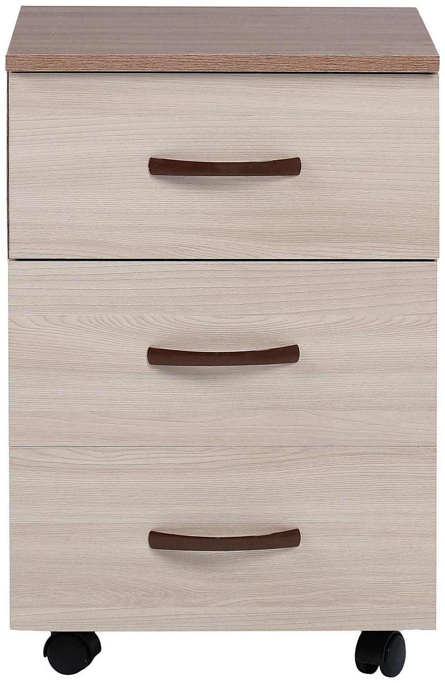 Тумба выкатная на 3 ящика, 400х400х600, Ясень шимо темный/Ясень шимо светлый