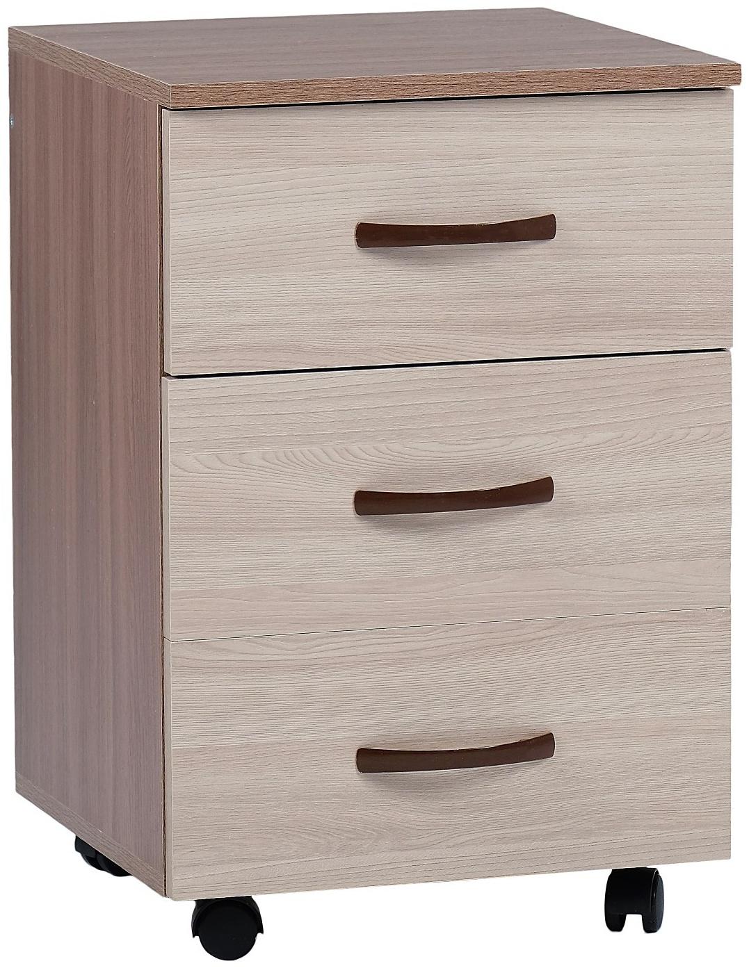 Тумба выкатная на 3 ящика, 400х400х600, Ясень шимо темный/Ясень шимо светлый