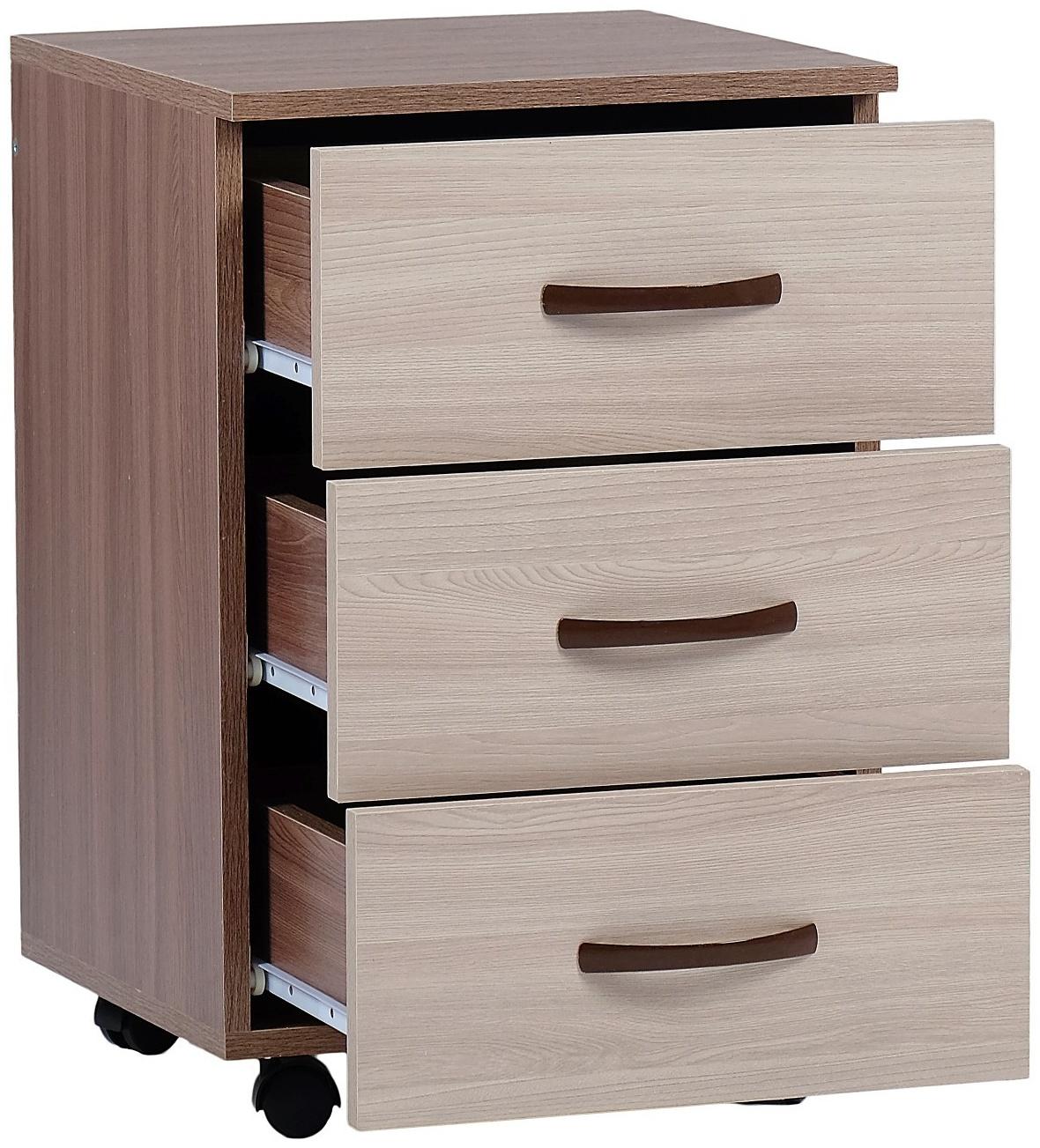 Тумба выкатная на 3 ящика, 400х400х600, Ясень шимо темный/Ясень шимо светлый