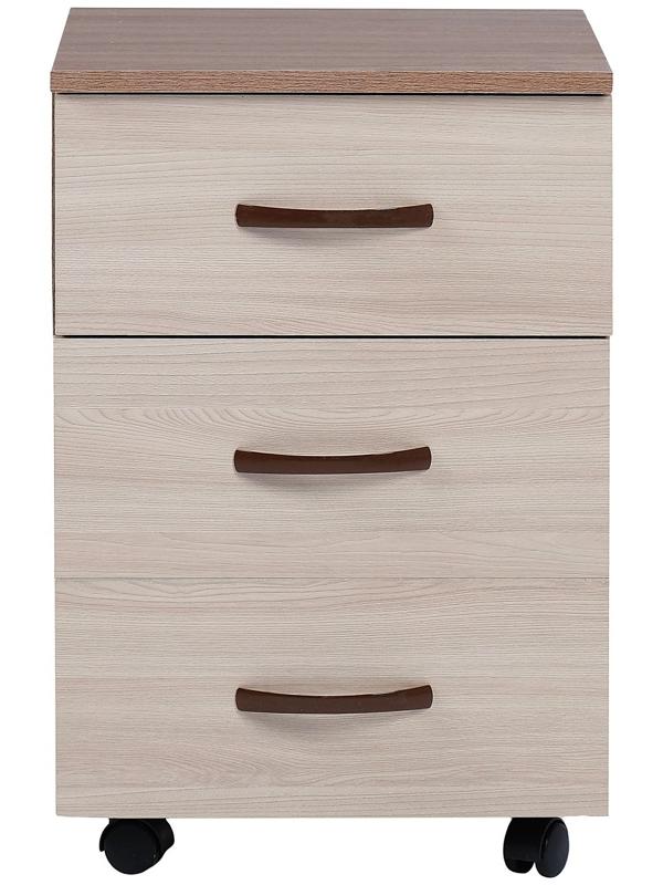 Тумба выкатная на 3 ящика, 400х400х600, Ясень шимо темный/Ясень шимо светлый