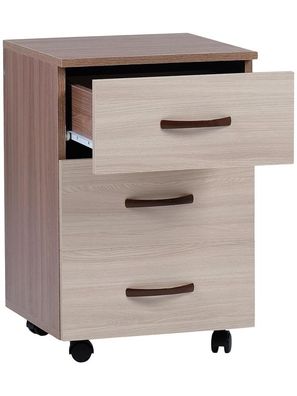 Тумба выкатная на 3 ящика, 400х400х600, Ясень шимо темный/Ясень шимо светлый