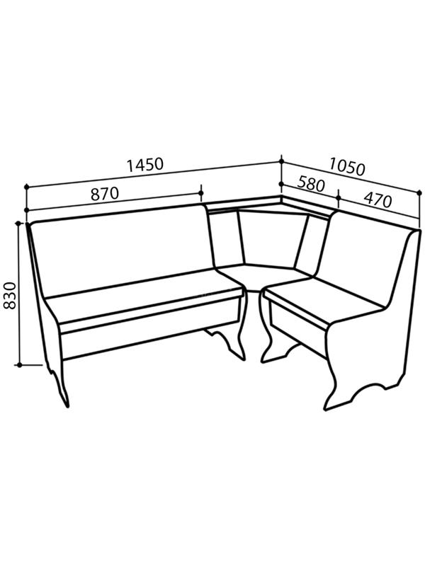 Кухонный уголок  КУ-19 Л, категория 1, 1460/1030х540х830, Венге/Коричневый