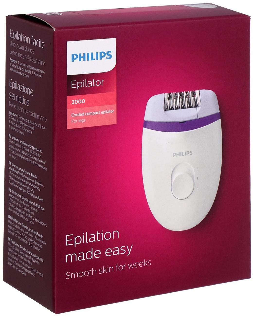 Эпилятор Philips BRE225/00, 20 пинцетов, 2 скорости, 220 В, бело-фиолетовый