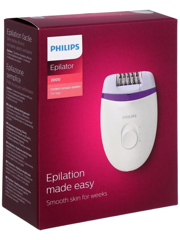 Эпилятор Philips BRE225/00, 20 пинцетов, 2 скорости, 220 В, бело-фиолетовый